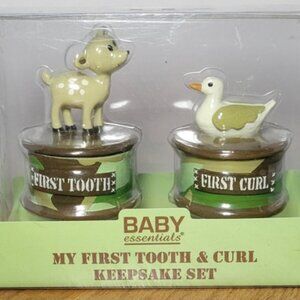 Baby Essentials My First Tooth and Curl Green Camouflage Keepsake Set